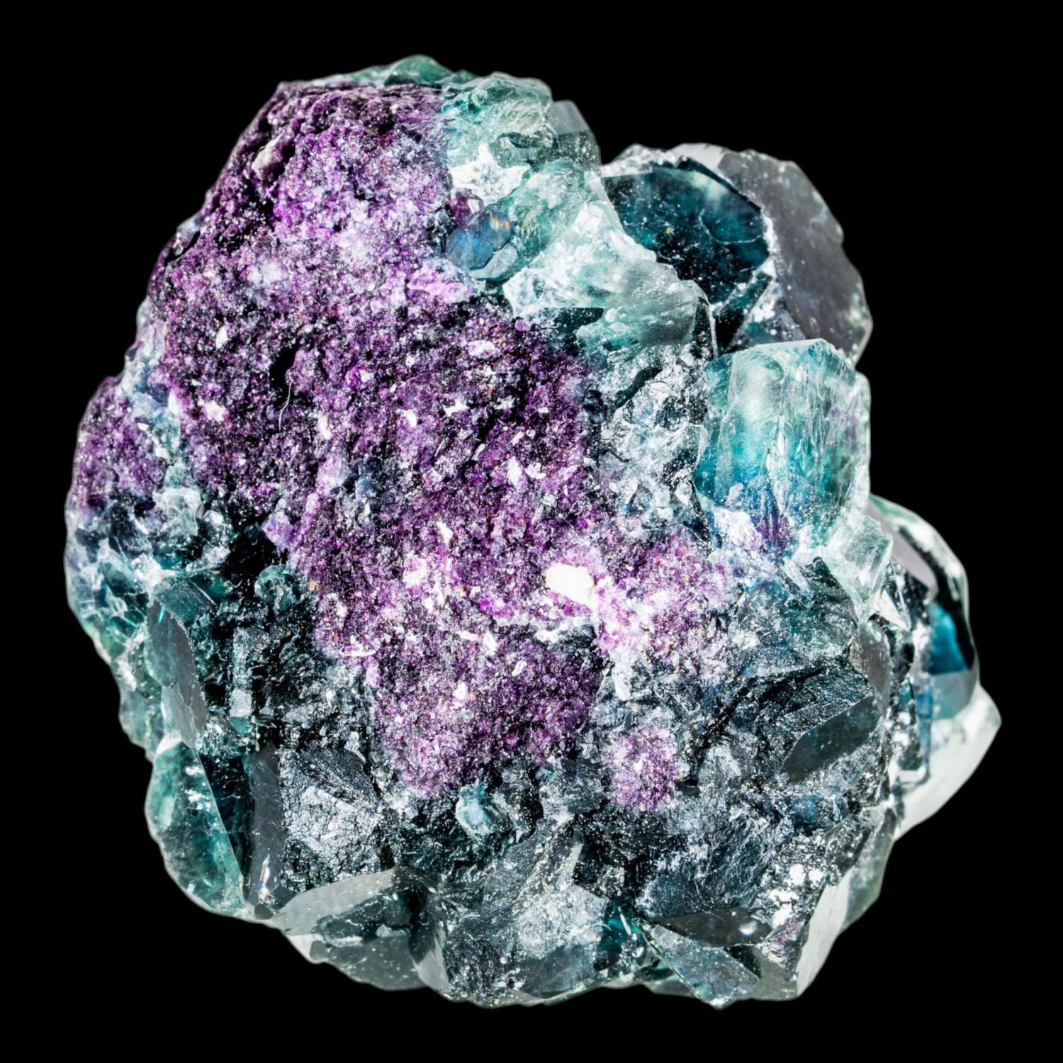Fluorite crystal cluster, blue green purple cubic fluorite, okorusu mine, namibia, mineral specimen - Image 4
