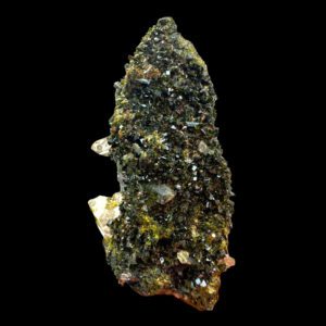 Epidote on quartz, hakkari turkey, dark green epidote crystal, quartz mineral specimen, turkish epidote