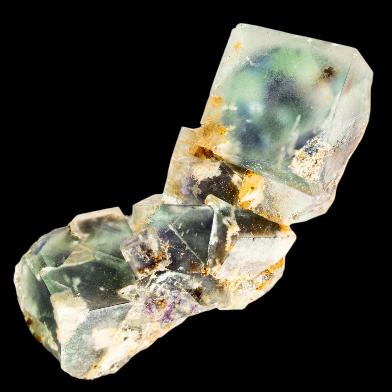 Fluorite Crystal Cluster, Green Purple Zoned Cubic Fluorite, Okorusu Mine, Namibia, Natural Mineral Specimen