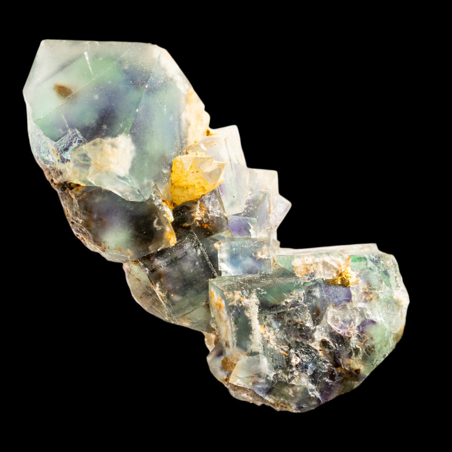 Fluorite Crystal Cluster, Green Purple Zoned Cubic Fluorite, Okorusu Mine, Namibia, Natural Mineral Specimen - Image 2