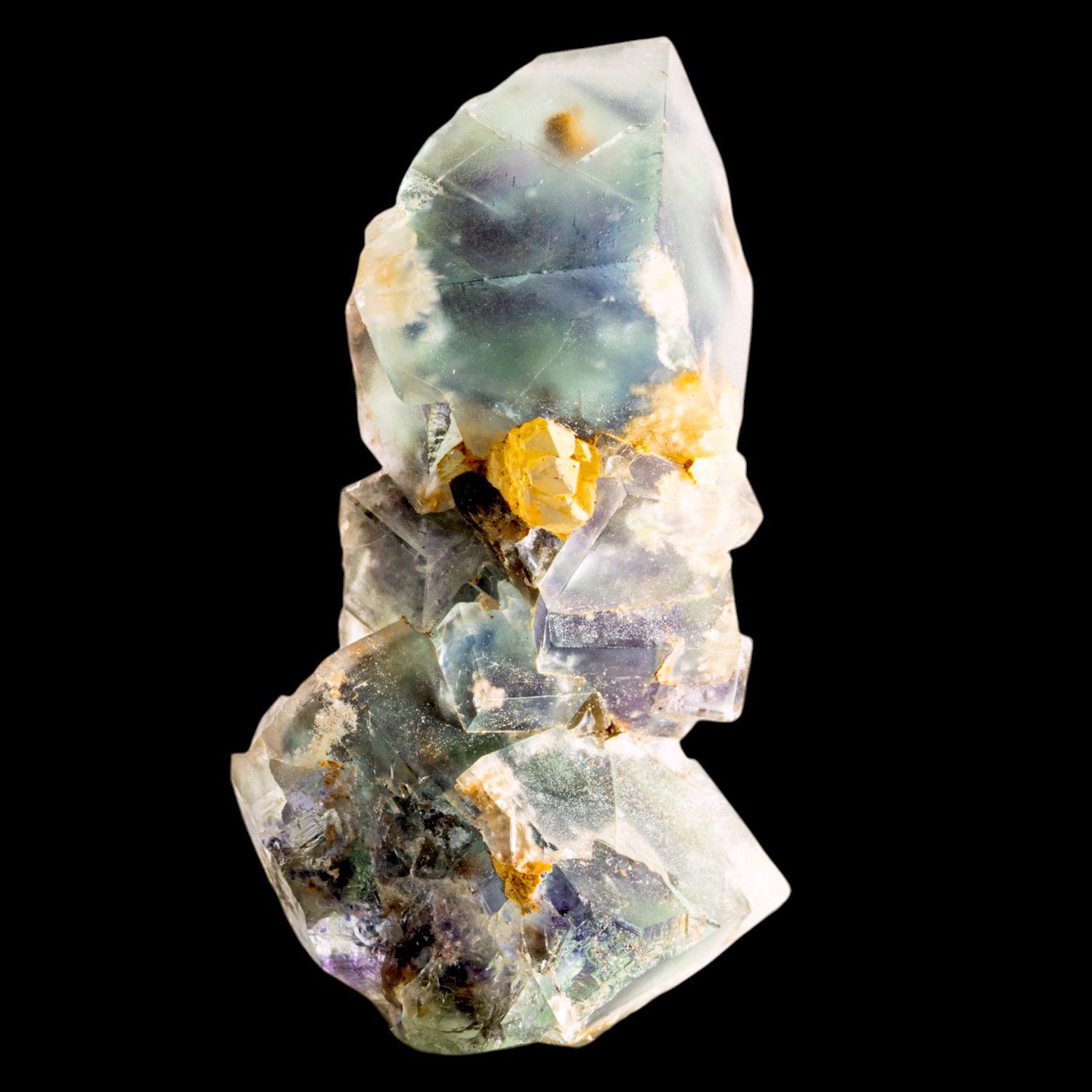 Fluorite Crystal Cluster, Green Purple Zoned Cubic Fluorite, Okorusu Mine, Namibia, Natural Mineral Specimen - Image 3