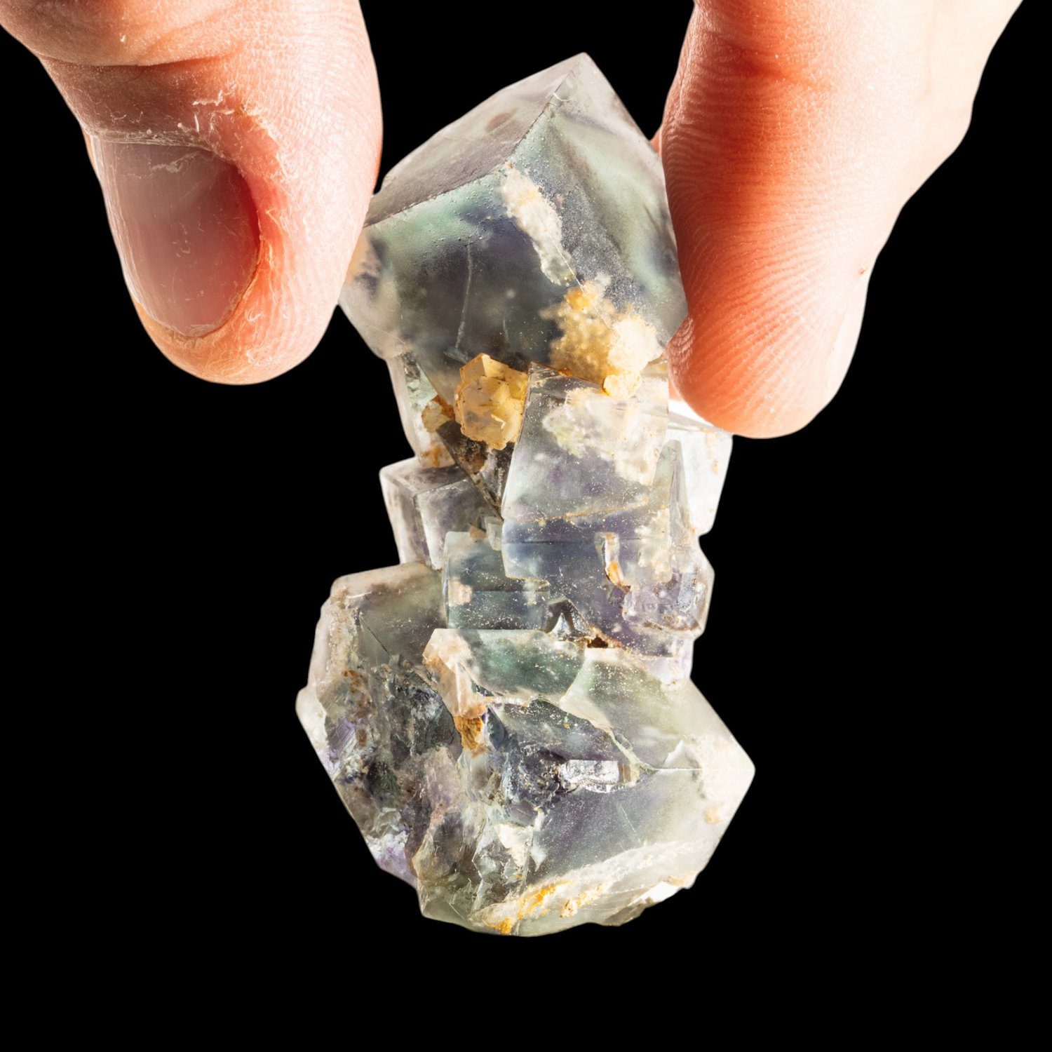 Fluorite Crystal Cluster, Green Purple Zoned Cubic Fluorite, Okorusu Mine, Namibia, Natural Mineral Specimen - Image 4