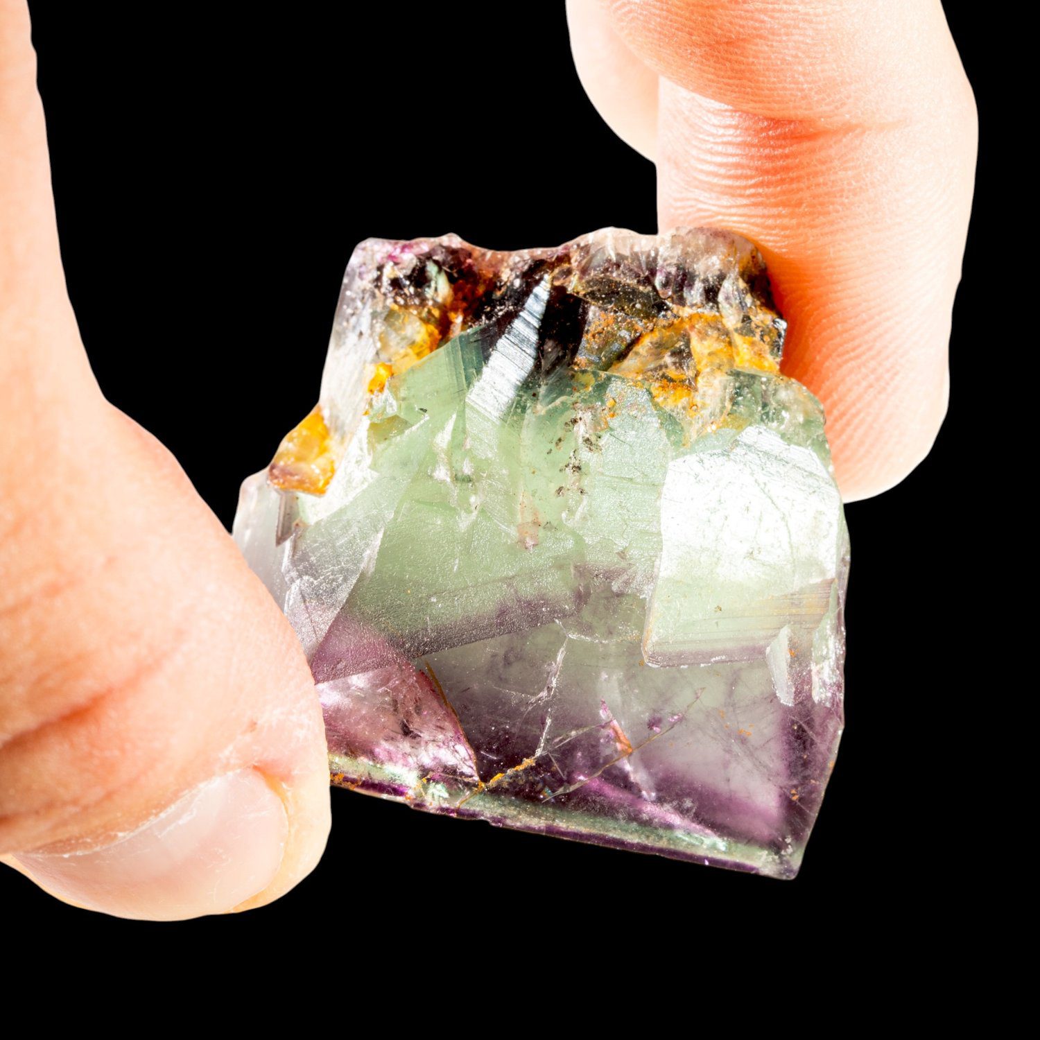 Fluorite Crystal, Green Purple Zoned Cubic Fluorite, Okorusu Mine, Namibia, Natural Mineral Specimen - Image 5