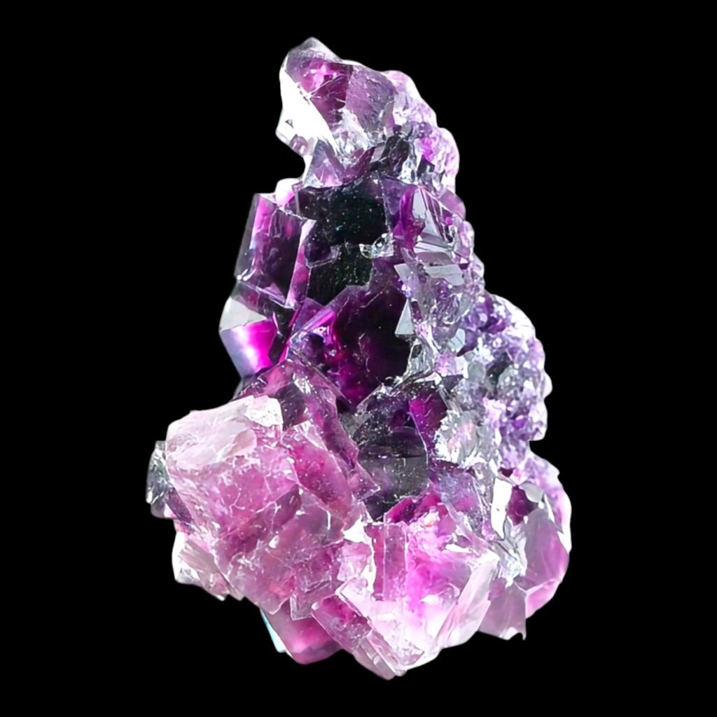 Purple Fluorite Crystal Cluster, Deep Violet Cubic Fluorite, Okorusu Mine Namibia, Natural Mineral Specimen