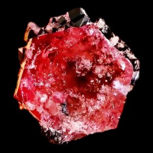 Red beryl crystal with bixbyite from utah, rare natural thumbnail specimen for collectors, american micromount mineral