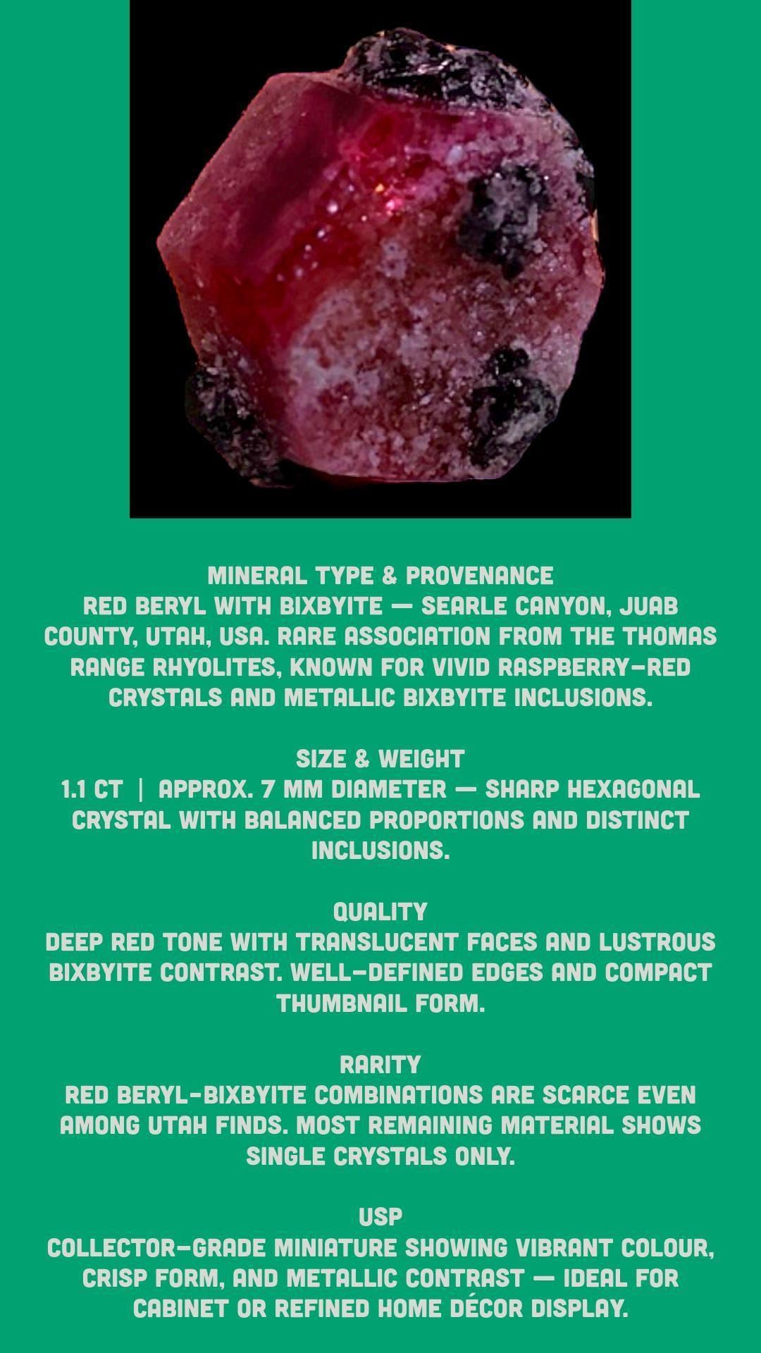 Red beryl crystal with bixbyite inclusions from utah natural red beryl specimen for collectors home decor mineral and crystal display - Image 4
