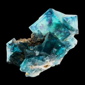Fluorite Crystal Cluster, Blue Teal Cubic Crystals, Butterfly Pocket, Okorusu Mine Namibia, Natural Mineral Specimen