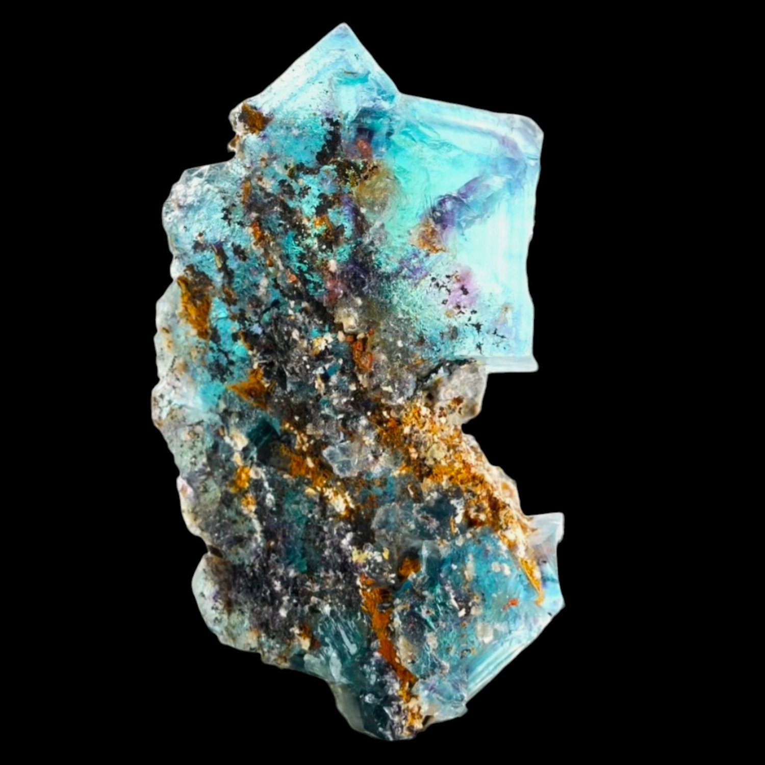 Fluorite Crystal Cluster, Blue Teal Cubic Crystals, Butterfly Pocket, Okorusu Mine Namibia, Natural Mineral Specimen - Image 3