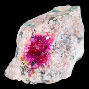 Cobaltoan dolomite crystal, vivid pink dolomite with malachite, natural mineral specimen from kipushi, collector crystal