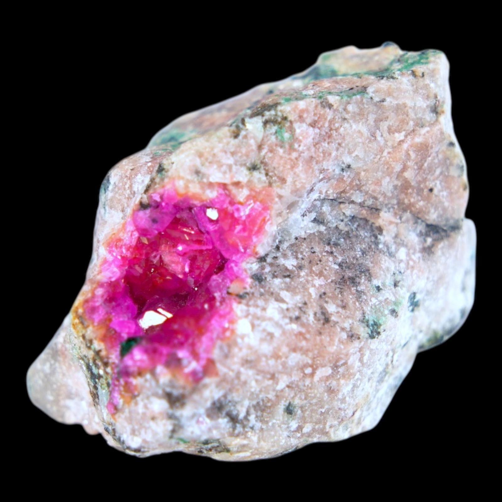 Cobaltoan dolomite crystal, vivid pink dolomite with malachite, natural mineral specimen from kipushi, collector crystal - Image 3