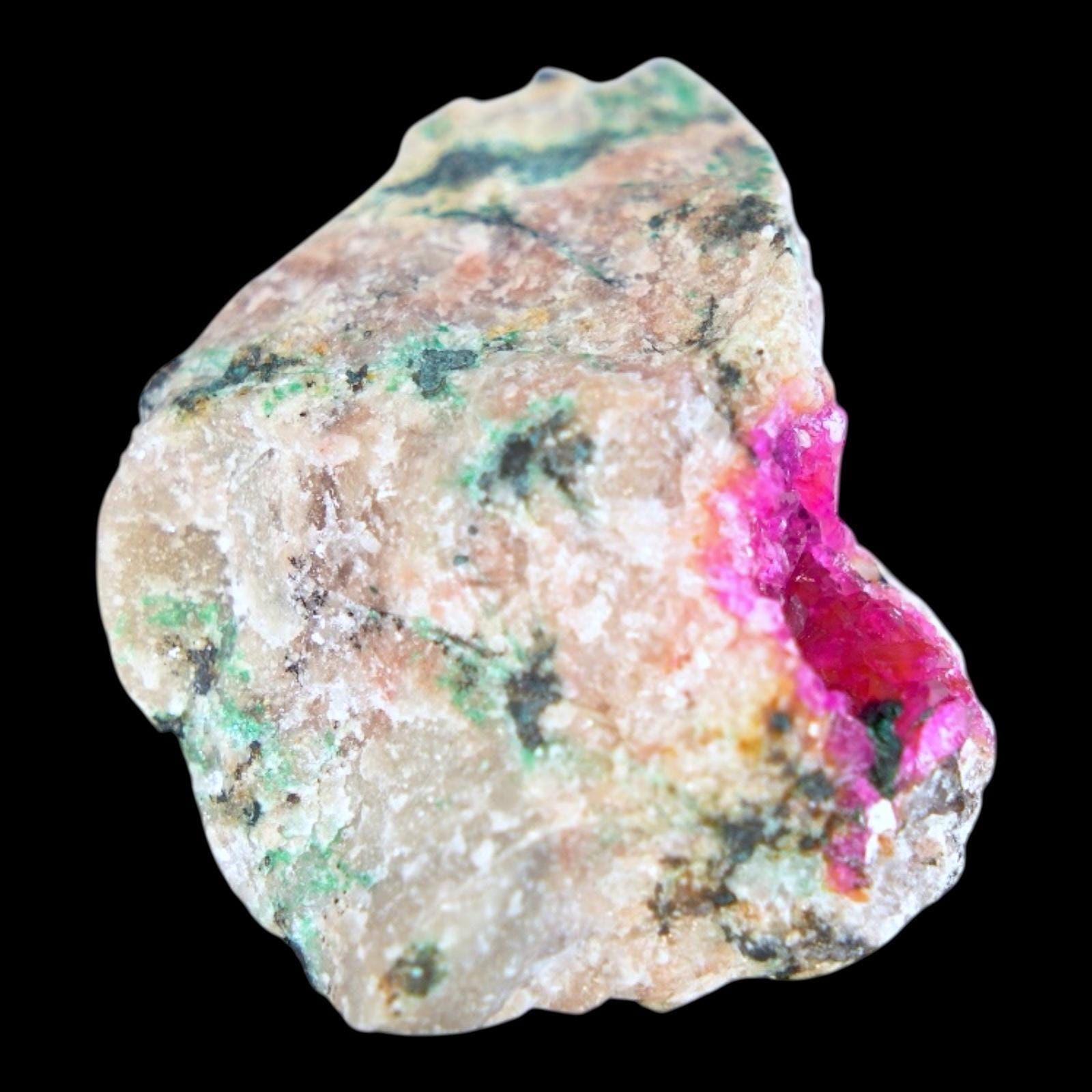 Cobaltoan dolomite crystal, vivid pink dolomite with malachite, natural mineral specimen from kipushi, collector crystal - Image 4