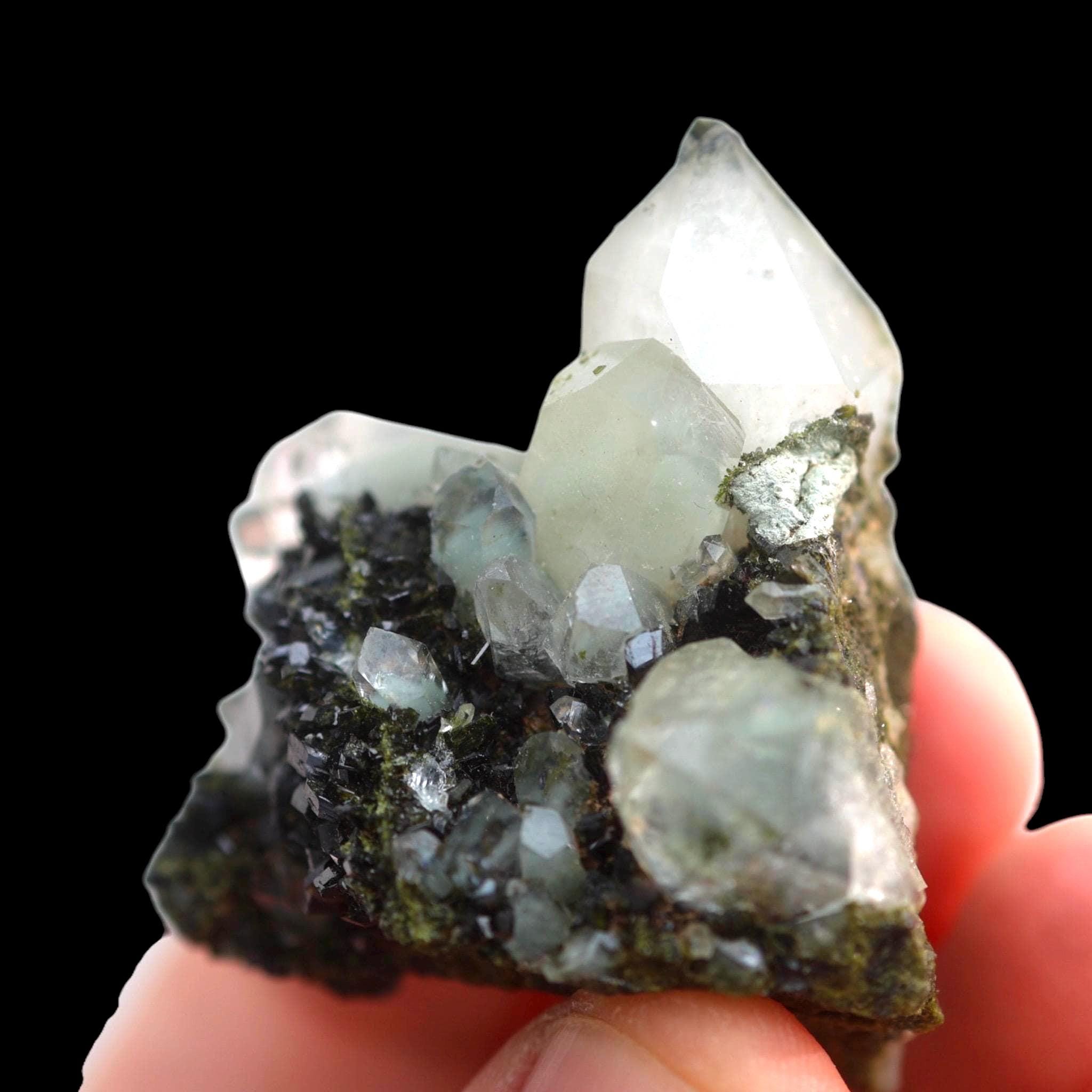 Epidote with Quartz, Hakkari Turkey, Dark Green Epidote Crystal, Turkish Epidote, Mineral Specimen