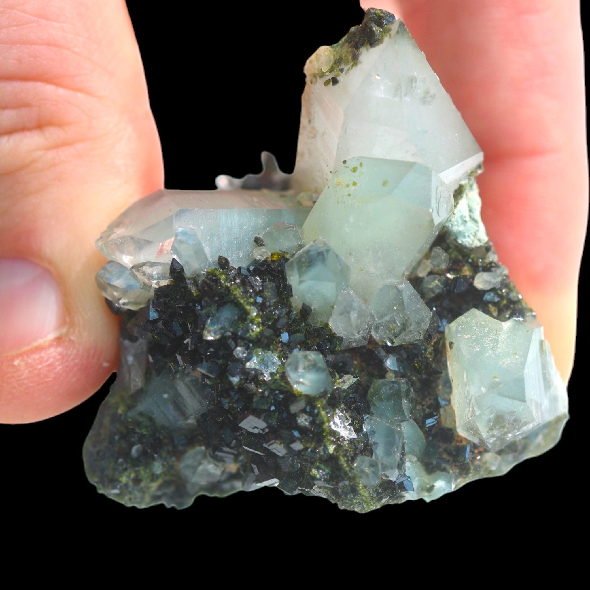 Epidote with Quartz, Hakkari Turkey, Dark Green Epidote Crystal, Turkish Epidote, Mineral Specimen - Image 2