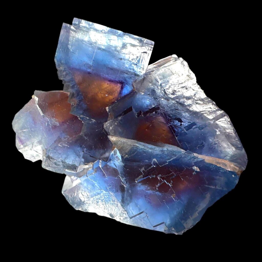 Fluorite, Blue Yellow Purple Colour Zoned Phantom Cubes, La Barre Mine, Puy de Dôme France, French Fluorite Specimen