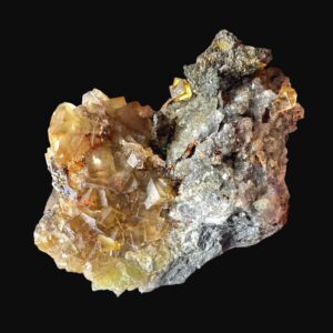 Yellow fluorite crystal cluster, moroccan fluorite, cubic fluorite on matrix, raw fluorite mineral specimen, raw natural crystal specimen