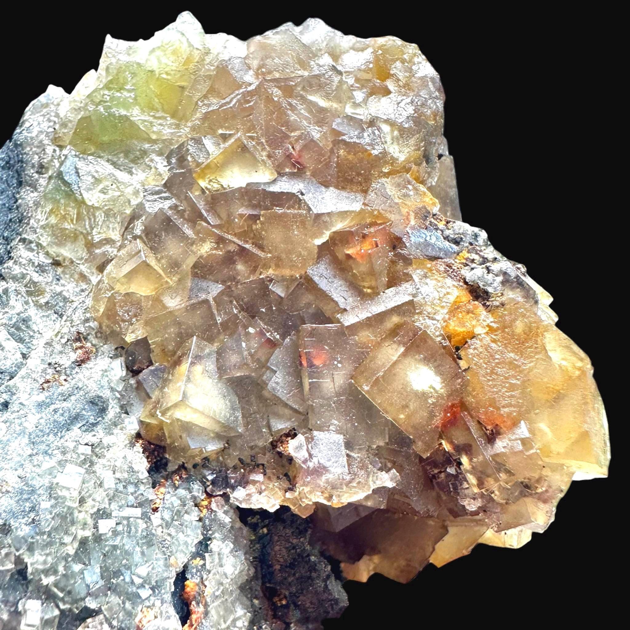 Yellow fluorite crystal cluster, moroccan fluorite, cubic fluorite on matrix, raw fluorite mineral specimen, raw natural crystal specimen - Image 2