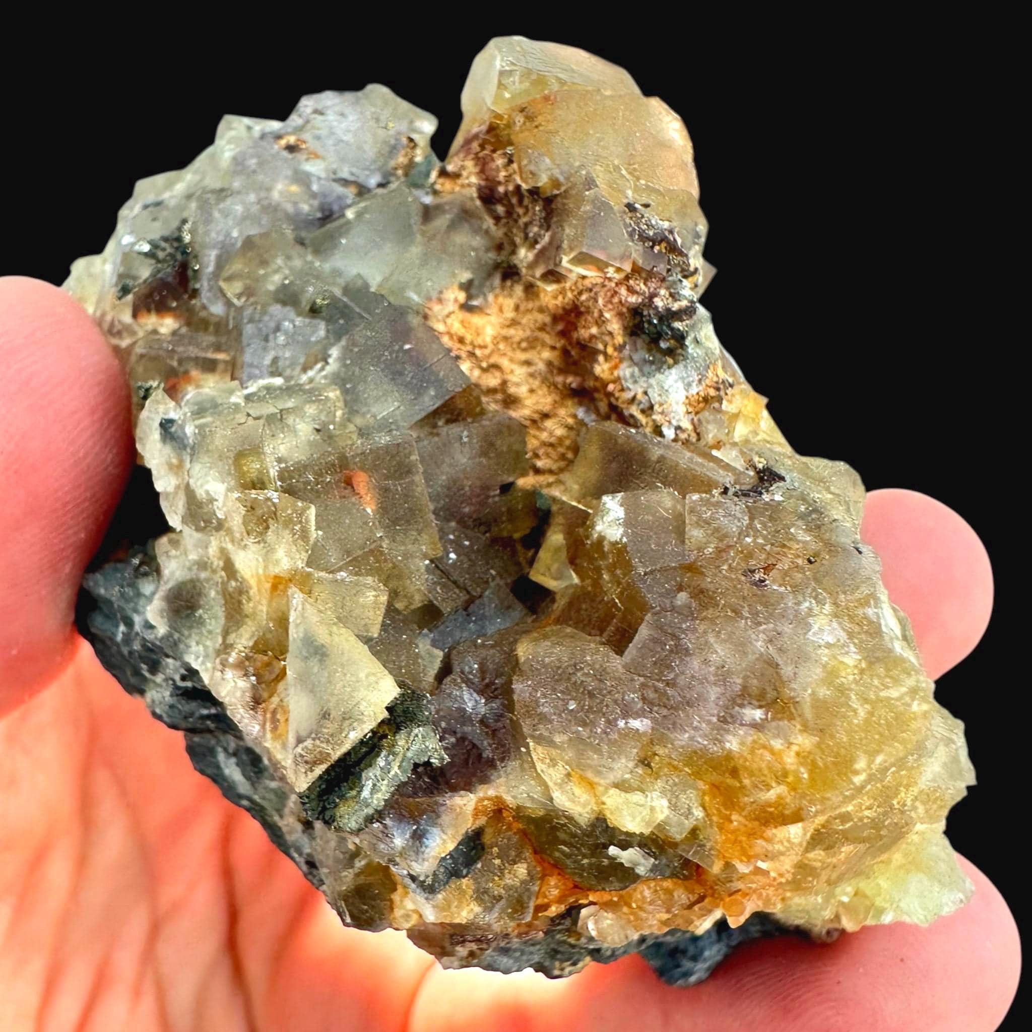 Yellow fluorite crystal cluster, moroccan fluorite, cubic fluorite on matrix, raw fluorite mineral specimen, raw natural crystal specimen - Image 4