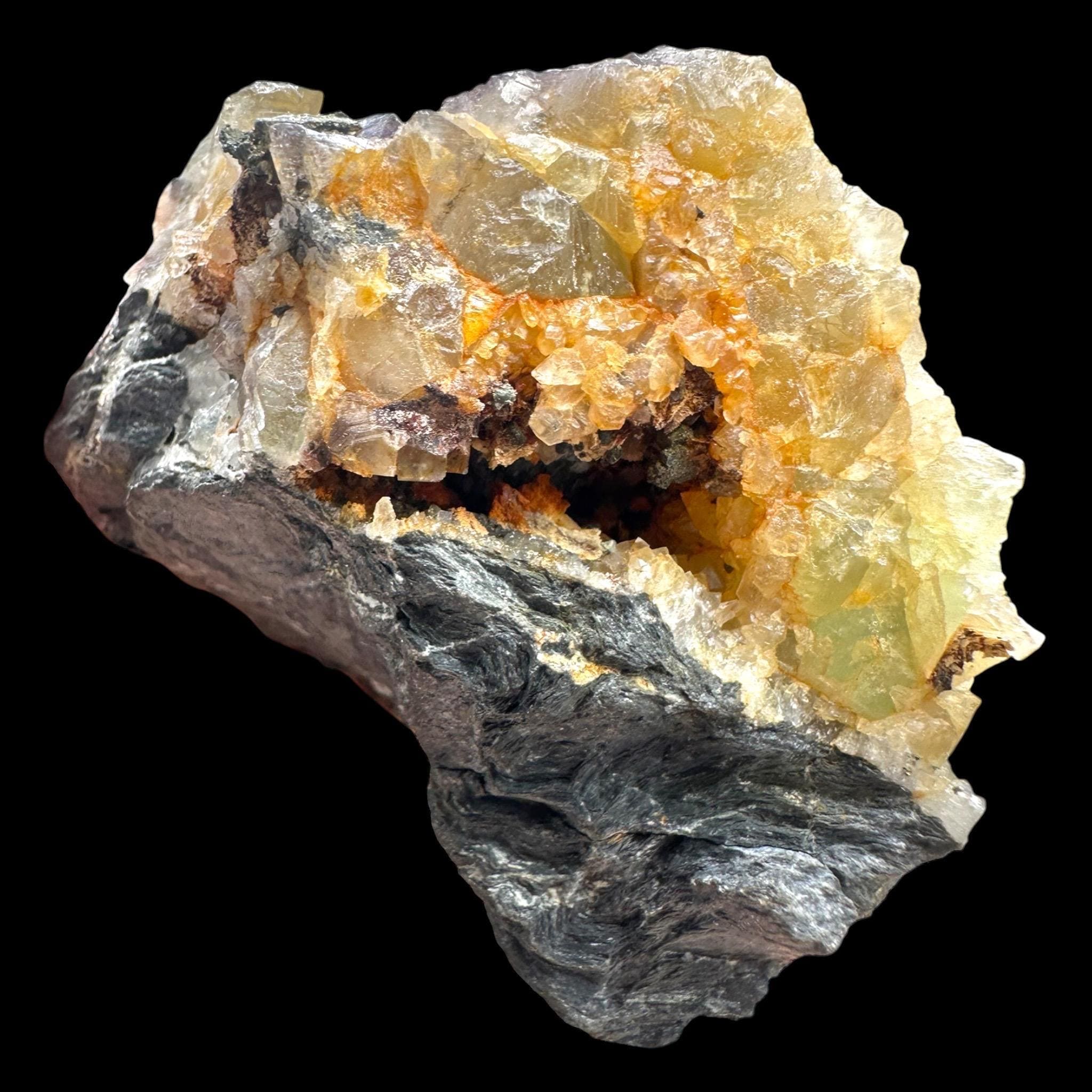 Yellow fluorite crystal cluster, moroccan fluorite, cubic fluorite on matrix, raw fluorite mineral specimen, raw natural crystal specimen - Image 6