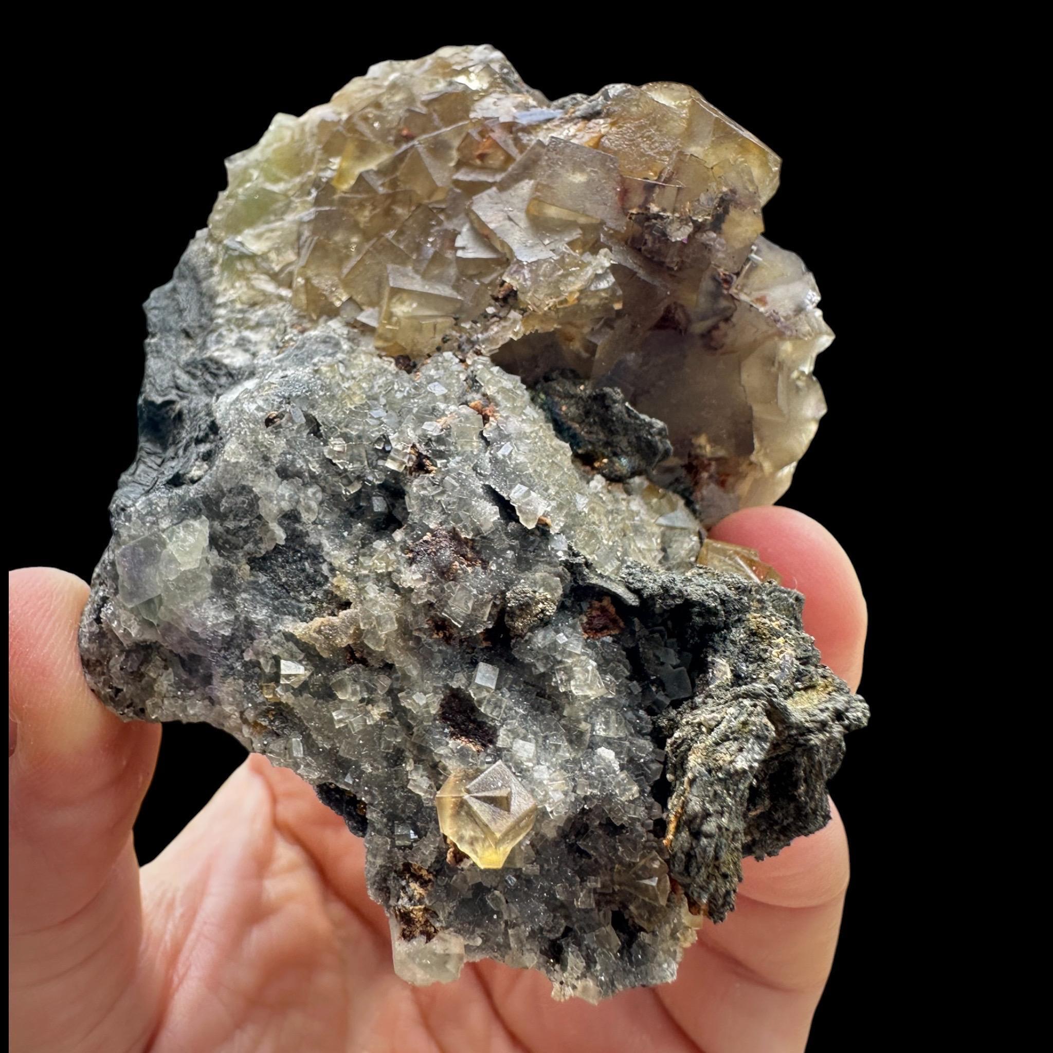Yellow fluorite crystal cluster, moroccan fluorite, cubic fluorite on matrix, raw fluorite mineral specimen, raw natural crystal specimen - Image 8