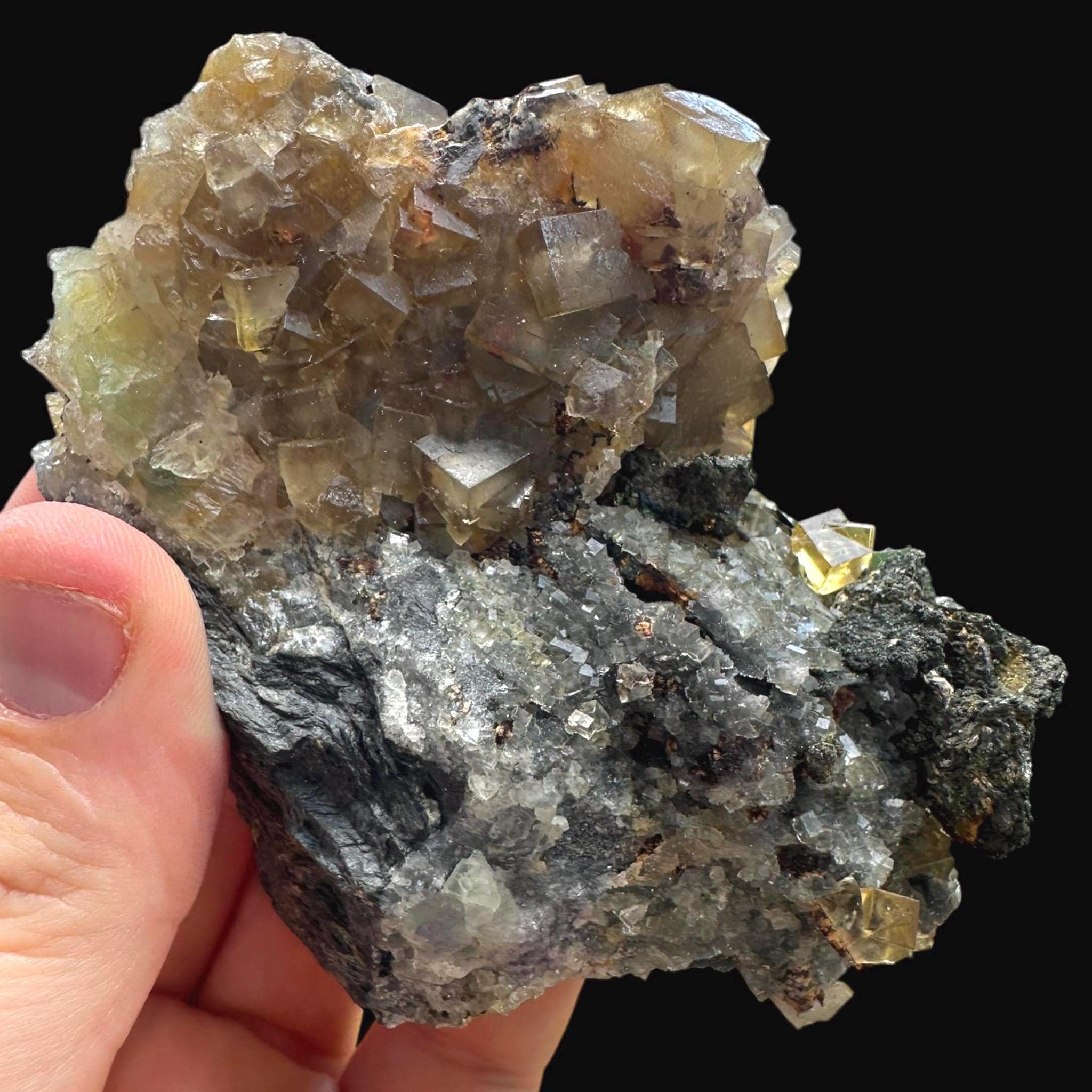Yellow fluorite crystal cluster, moroccan fluorite, cubic fluorite on matrix, raw fluorite mineral specimen, raw natural crystal specimen - Image 9