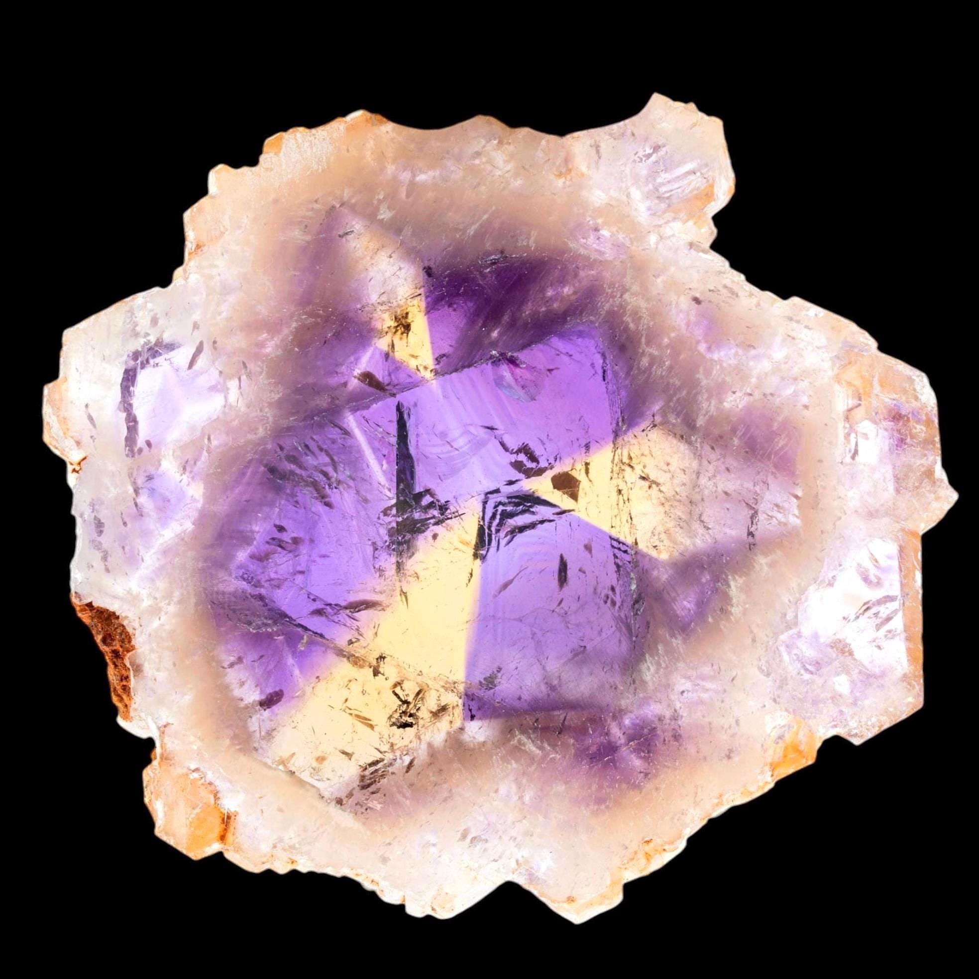 Ametrine Crystal, Large Polished Ametrine Slice, Natural Bolivian Ametrine, Anahí Mine Mineral Specimen