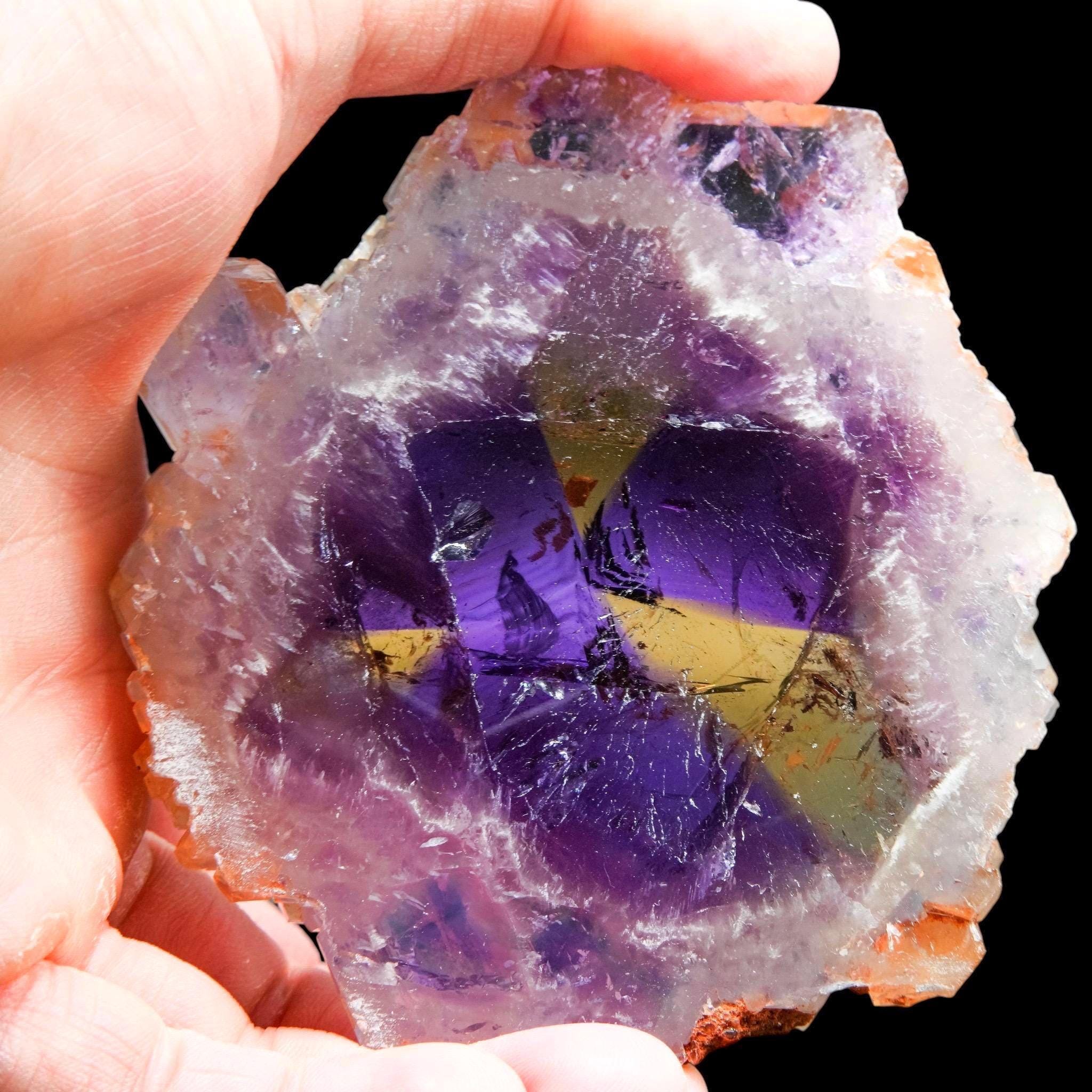 Ametrine Crystal, Large Polished Ametrine Slice, Natural Bolivian Ametrine, Anahí Mine Mineral Specimen - Image 4
