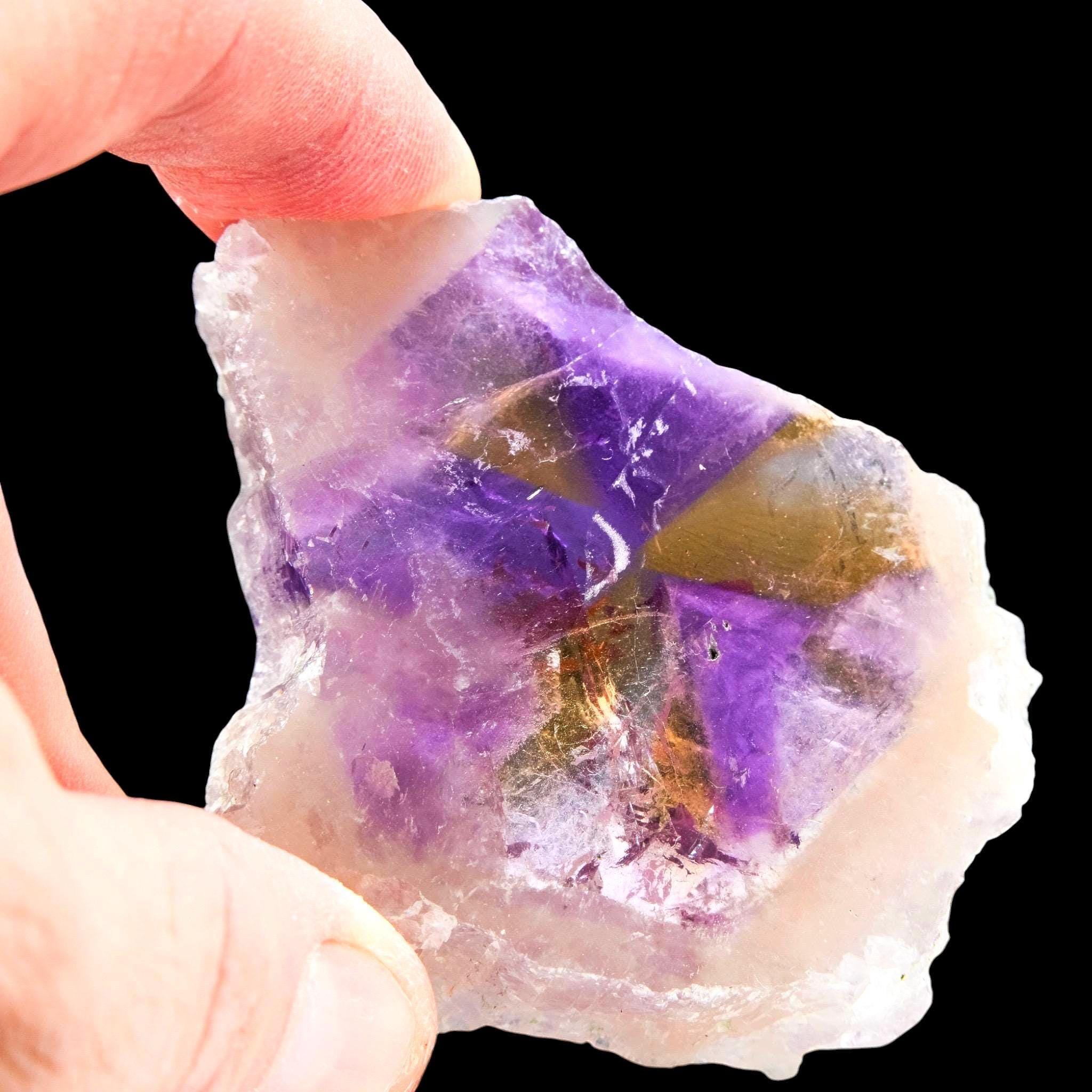 Ametrine crystal slice, polished Ametrine slab, natural Bolivian Ametrine, collector mineral specimen, Anahí Mine Bolivia - Image 5