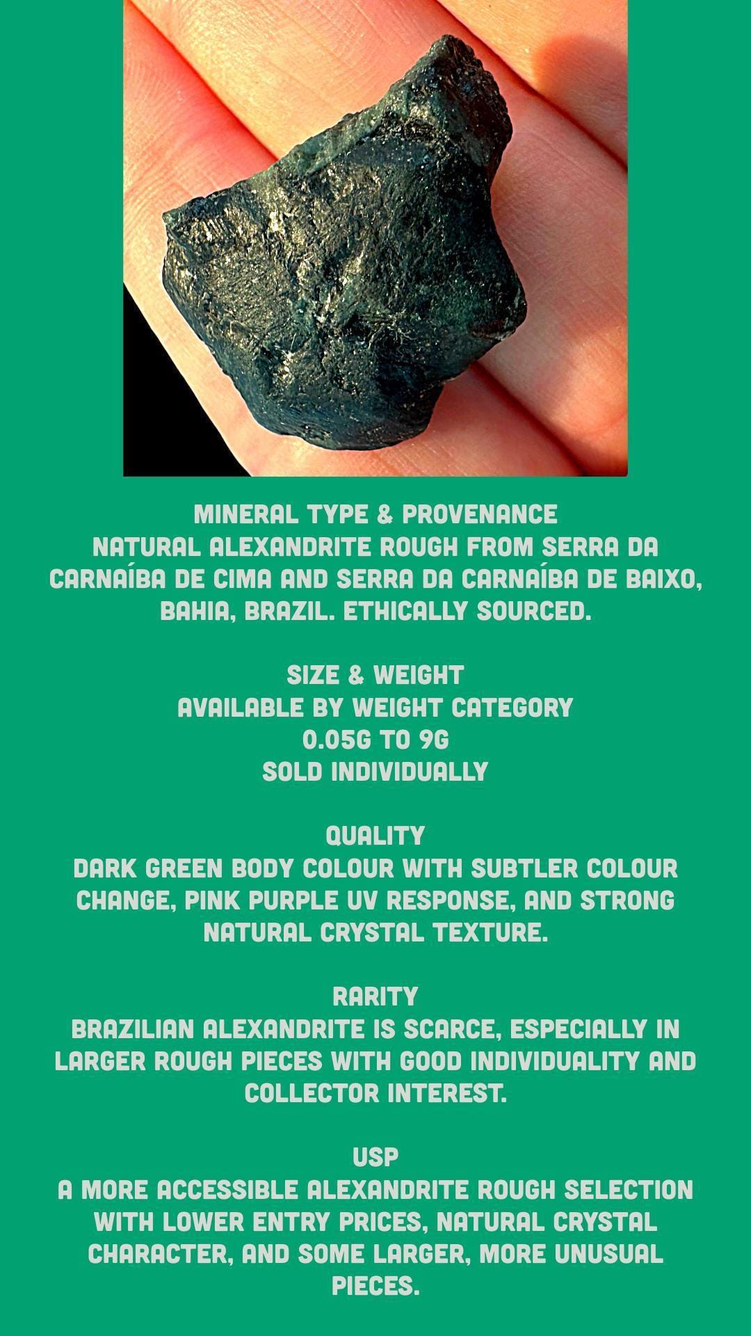 Brazilian alexandrite rough crystal, raw colour change chrysoberyl, natural mineral specimen, collector gemstone, uncut alexandrite - Image 15