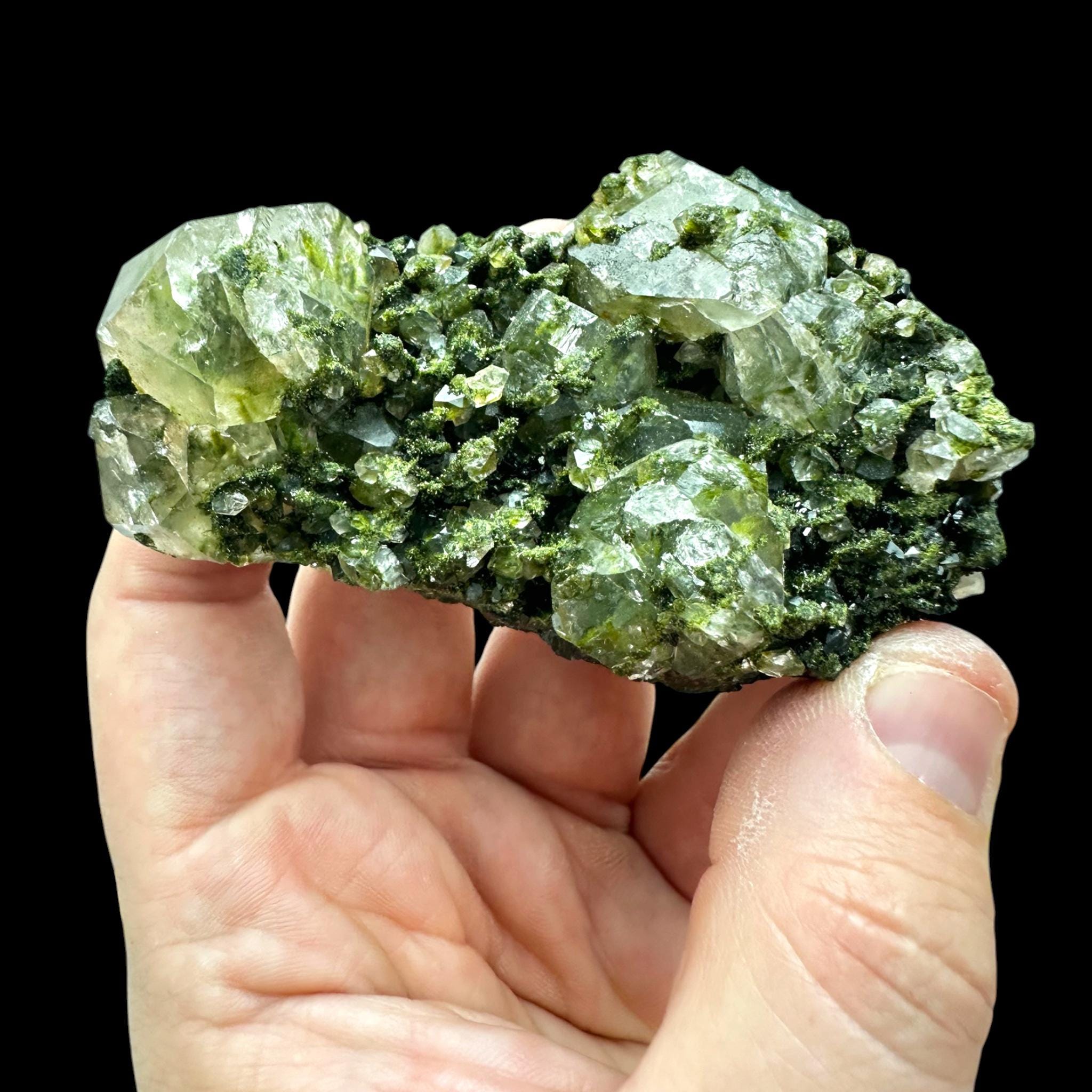 Epidote with quartz, hakkari turkey, green epidote crystal, quartz mineral specimen, epidote in quartz, turkish epidote - Image 2