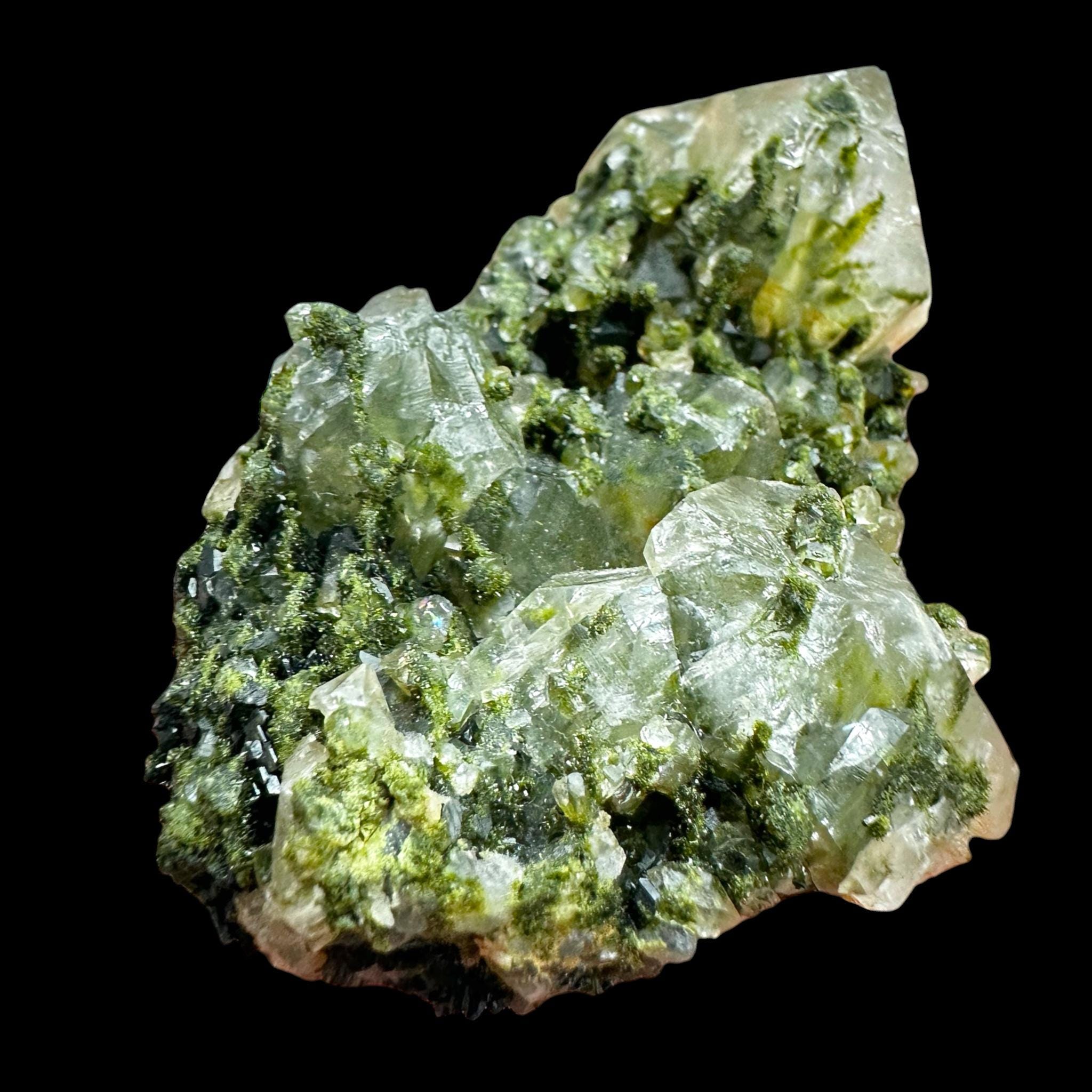 Epidote with quartz, hakkari turkey, green epidote crystal, quartz mineral specimen, epidote in quartz, turkish epidote - Image 5