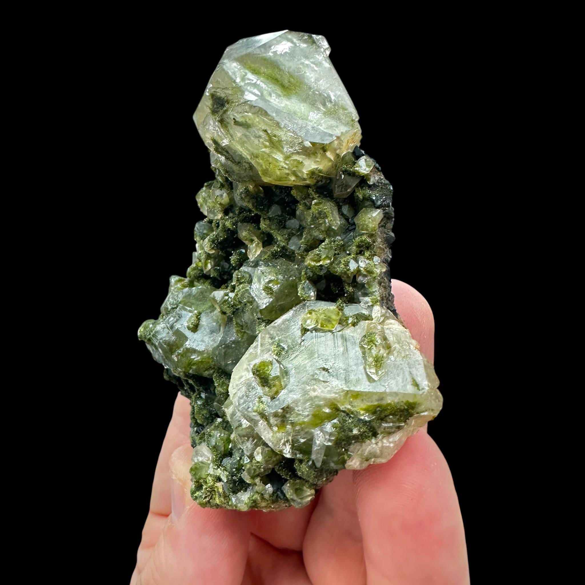 Epidote with quartz, hakkari turkey, green epidote crystal, quartz mineral specimen, epidote in quartz, turkish epidote - Image 8