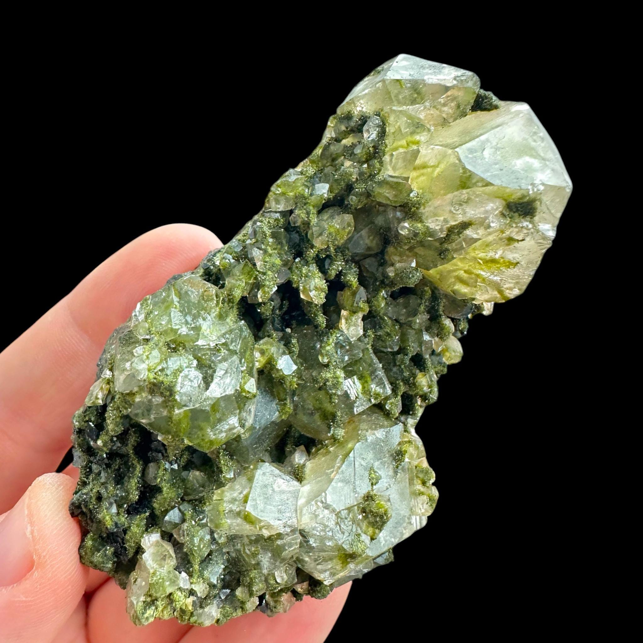 Epidote with quartz, hakkari turkey, green epidote crystal, quartz mineral specimen, epidote in quartz, turkish epidote - Image 9