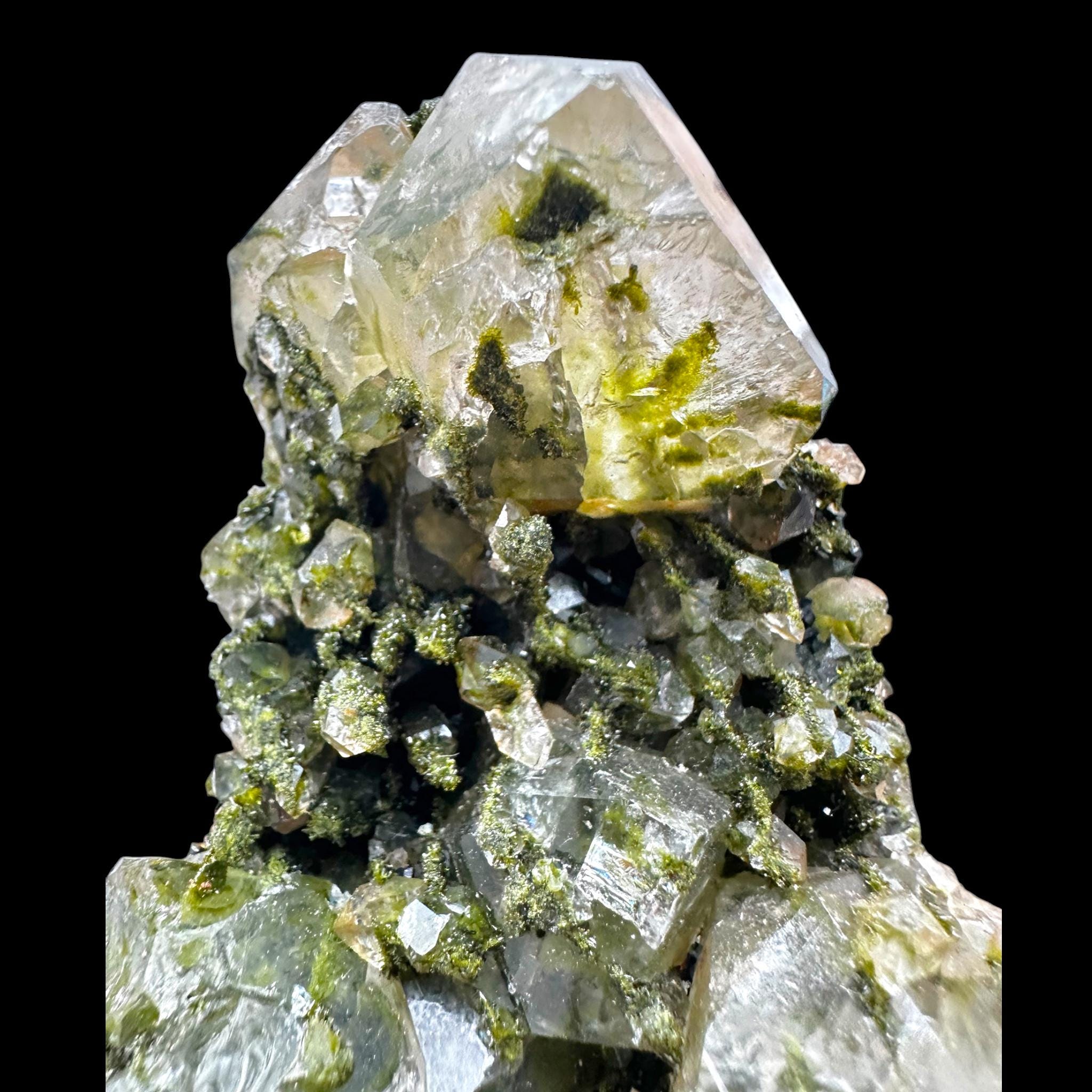 Epidote with quartz, hakkari turkey, green epidote crystal, quartz mineral specimen, epidote in quartz, turkish epidote - Image 11