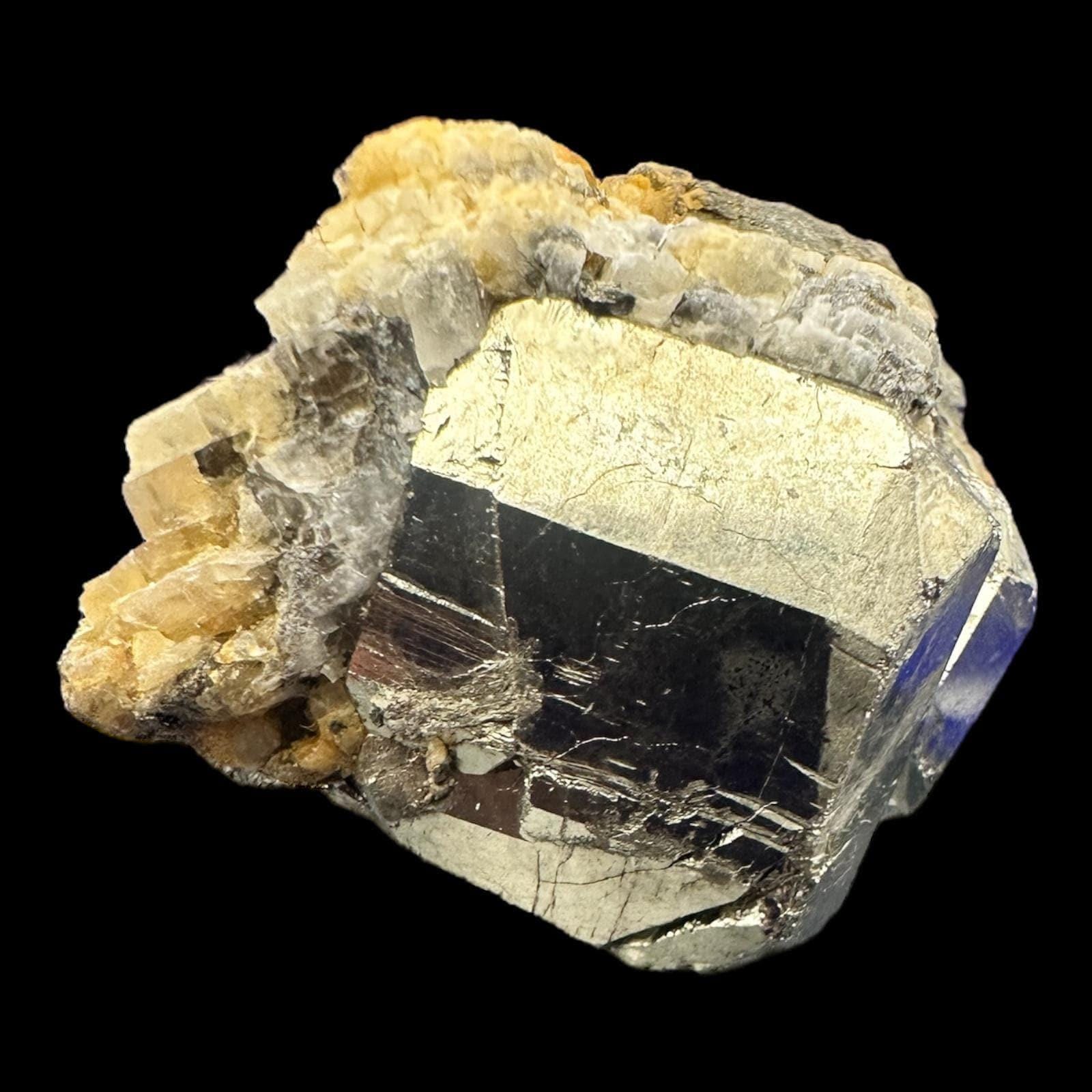 Pyrite crystal on quartz matrix, pyrite cluster, raw pyrite crystal, crystal display piece, mineral specimen