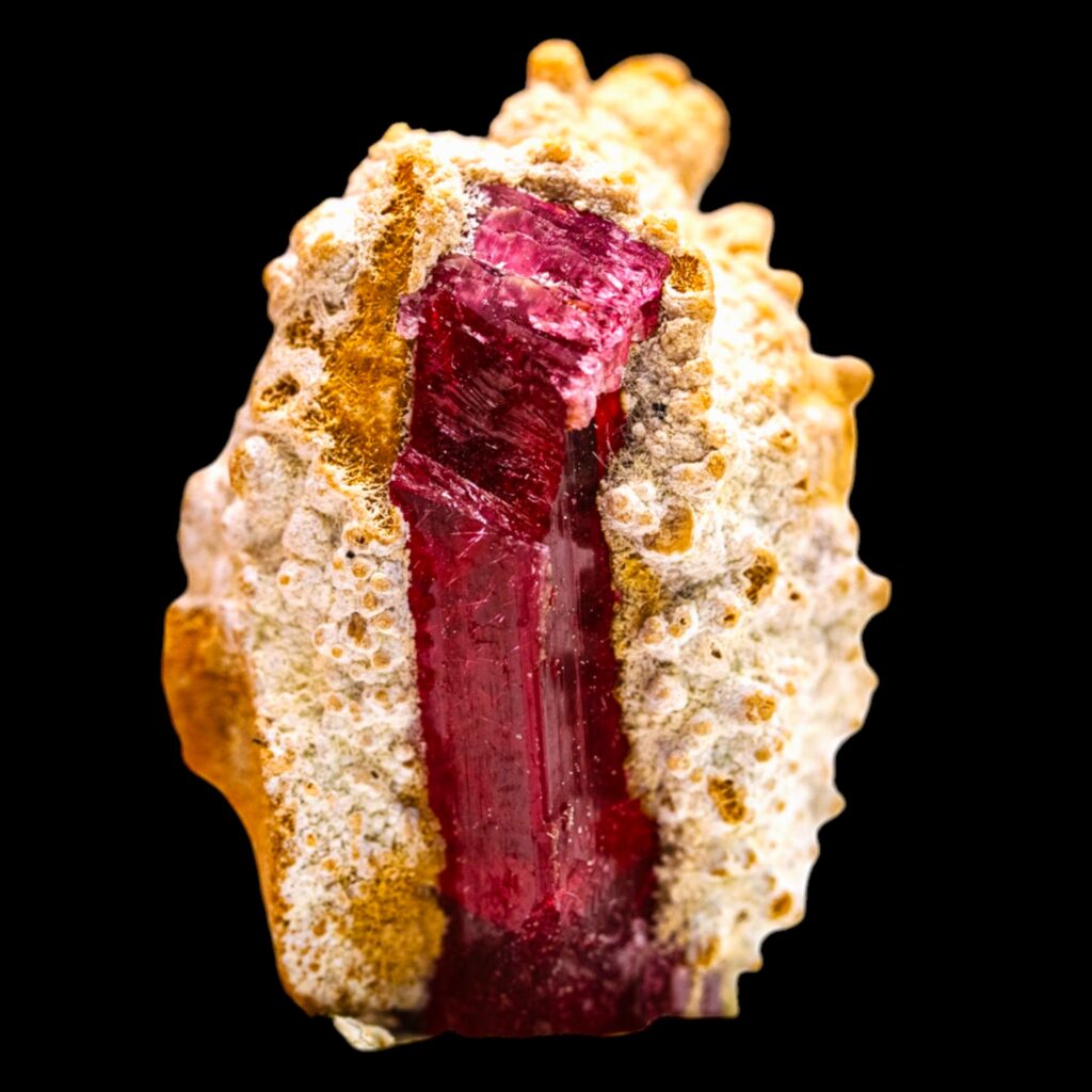 Rhodonite Crystal on Matrix Red Thumbnail Mineral Specimen Morro da Mina Minas Gerais Brazil